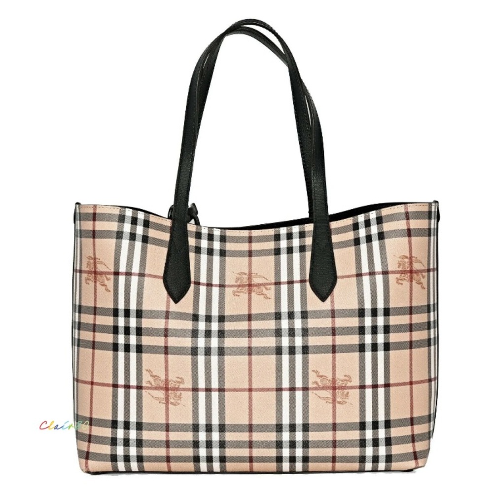 New Authentic Burberry Medium Haymarket Colour Checker Leather Reversible Bag